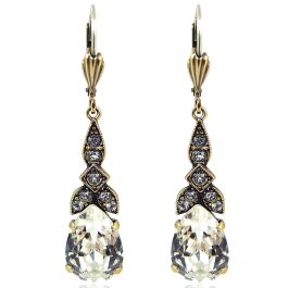 NOBEL SCHMUCK Jugendstil Ohrringe – Silber Kristall Ohrhänger Mit Klappverschluss, 3,7 Cm, Made In Germany