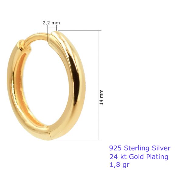 Gold-Creolen Ohrringe 925 Sterling 24 kt vergoldet Durchmesser 14 mm NOBEL SC... 