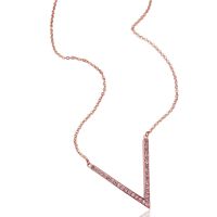 NOBEL SCHMUCK Kette Mit Kristall-Buchstabe V – Edelstahl Oder Rosegold, 44+5 Cm Länge, In Schmucketui, Made In Germany