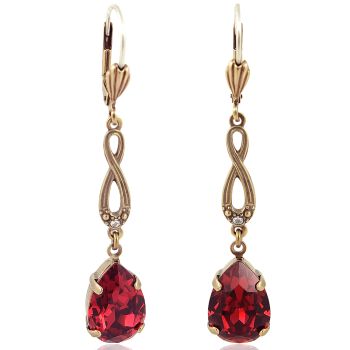 Jugendstil Ohrringe mit Markenkristallen Gold Rot NOBEL SCHMUCK