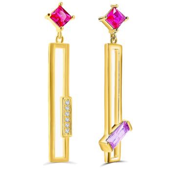 NOBEL SCHMUCK Ohrstecker Gold 925 Silber Zirkonia Geometrisch Moderner Ohrschmuck für Frauen 