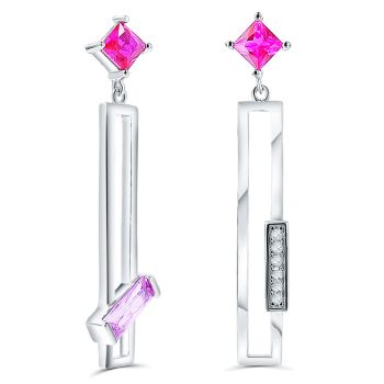NOBEL SCHMUCK Ohrstecker 925 Silber Zirkonia Geometrisch Moderner Ohrschmuck für Frauen 