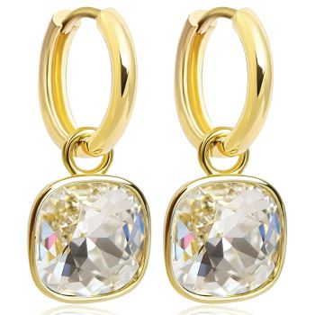 Gold Creolen Charm Anhänger Markenkristalle 925 Sterling NOBEL SCHMUCK
