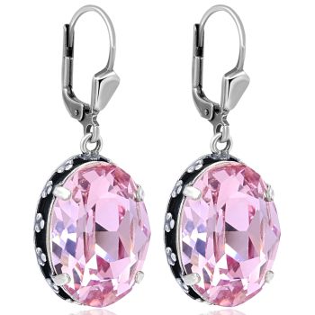 Ohrringe Silber Rosa Jugendstil Kristalle aus Österreich Ohrhänger Silber NOBEL SCHMUCK 