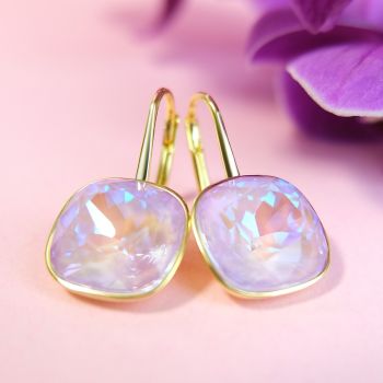 Ohrringe 925 Silber vergoldet Rosa Kristalle goldene Damen Ohrhänger Lavender Delite NOBEL SCHMUCK 