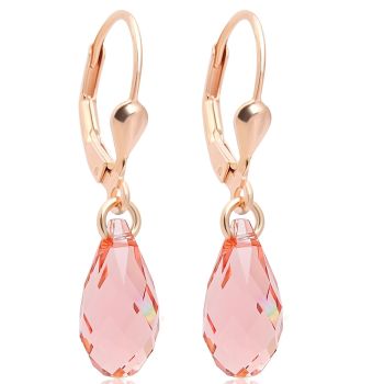 Ohrringe Rosegold 925 Sterling Silber Tropfen Kristalle aus Österreich Pfirsich NOBEL SCHMUCK