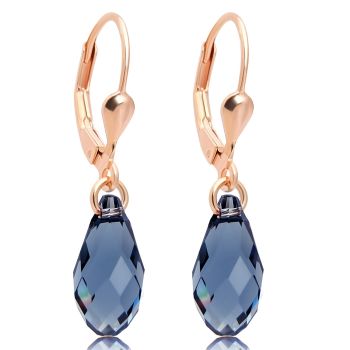Ohrringe Rosegold Tropfen Markenkristalle 925 Sterling Silber Denim Blue Blau NOBEL SCHMUCK