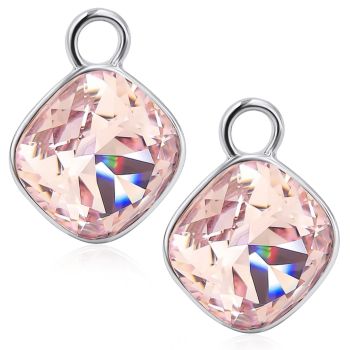 Charm Anhänger 2 Stück 925 Sterling Silber Rosa Creolen Kristalle NOBEL SCHMUCK