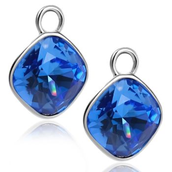 Charm Anhänger 2 Stück 925 Sterling Silber Blau für Creolen Markenkristalle NOBEL SCHMUCK