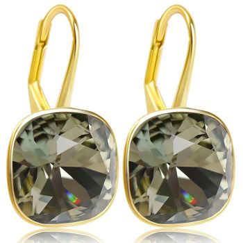 Ohrringe 925 Silber vergoldet Kristalle Grau Gold Ohrhänger NOBEL SCHMUCK