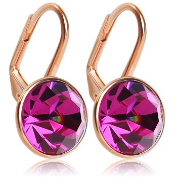 925 Silber Ohrringe Rosegold Pink Marken Kristalle Fuchsia NOBEL SCHMUCK 