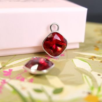 Charm Anhänger 2 Stück 925 Sterling Silber Rot für Creolen Markenkristalle NOBEL SCHMUCK