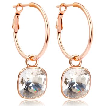 Rosegold Creolen Charm Anhänger Markenkristalle Ohrringe 925 Sterling NOBEL SCHMUCK