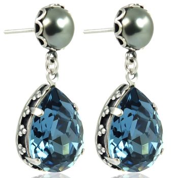 Jugendstil Ohrringe Marken-Kristallen Silberohrringe Stein NOBEL SCHMUCK