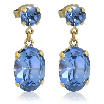 Ohrstecker Gold mit Marken Kristallen aus Österreich Denim Blue NOBEL SCHMUCK