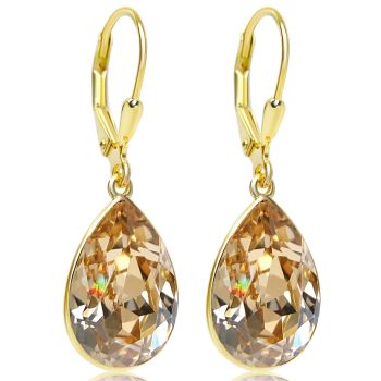 Ohrringe 925 Silber Gold Silk Tropfen Marken Kristalle Klappverschluss Ohrhänger NOBEL SCHMUCK
