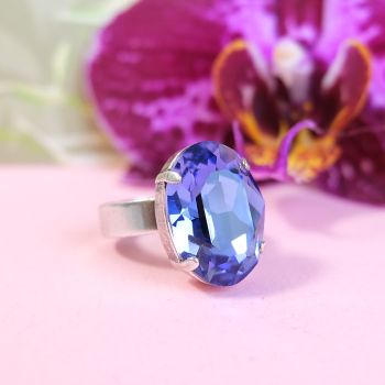 Damen-Ring Silber Markenkristall Tanzanite Größe Variabel NOBEL SCHMUCK