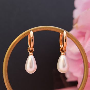 Rose-goldene Perlenohrringe Creolen 925 Sterling Silber weiss NOBEL SCHMUCK