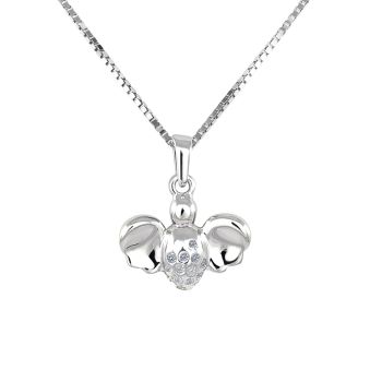 NOBEL SCHMUCK Damen-Halskette mit Anhänger Engel Schutzengel 925 Silber Zirkonia Frauen und Mädchen