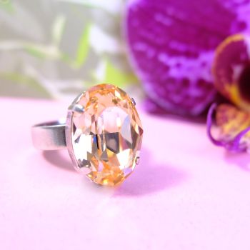 Damen-Ring Silber Marken-Kristall Light Peach Größe variabel verstellbar Statement-Ring NOBEL SCHMUCK