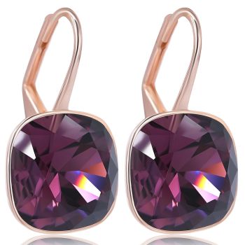 Rosegold Ohrringe Amethyst 925 Sterling Silver Kristalle Silberohrringe vergoldet NOBEL SCHMUCK