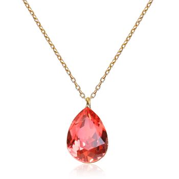 Goldene Halskette Tropfen Kristall aus Österreich Padparadscha NOBEL SCHMUCK