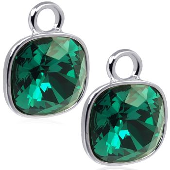 Charm Anhänger 2 Stück 925 Sterling Silber Grün für Creolen Markenkristalle NOBEL SCHMUCK® 