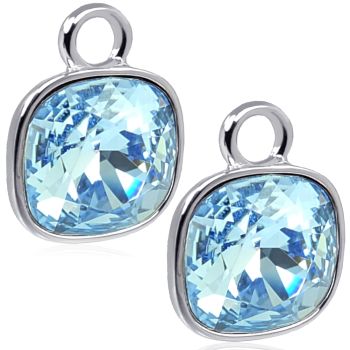 Charm Anhänger 2 Stück 925 Sterling Silber Blau für Creolen Markenkristalle NOBEL SCHMUCK® 