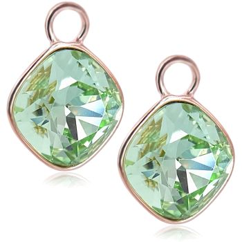 Rosegold Charm Anhänger 2 Stück 925 Sterling Silber Grün Markenkristalle NOBEL SCHMUCK