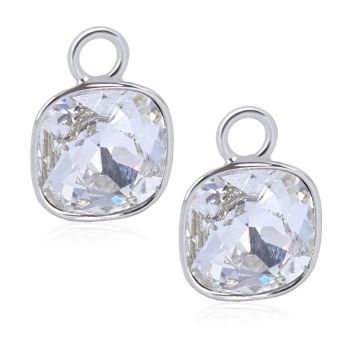 Charm Anhänger 2 Stück 925 Sterling Silber für Creolen Markenkristalle NOBEL SCHMUCK® 