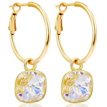 925 Gold Creolen Charm Anhänger Damen-Ohrringe 925 Sterling NOBEL SCHMUCK