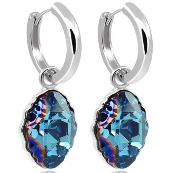 Silber Creolen mit Markenkristallen 925 Sterling Silber VIELE FARBEN NOBEL SCHMUCK