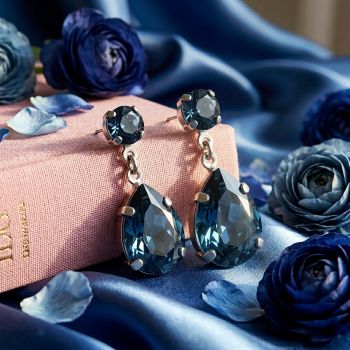 Silberohrringe Tropfen Marken-Kristall aus Österreich Denim Blue Damen Ohrhänger Silber NOBEL SCHMUCK
