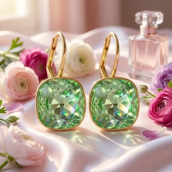 925 Silber Ohrhänger vergoldet Marken Kristalle Peridot hellgrün goldene Ohrhänger NOBEL SCHMUCK