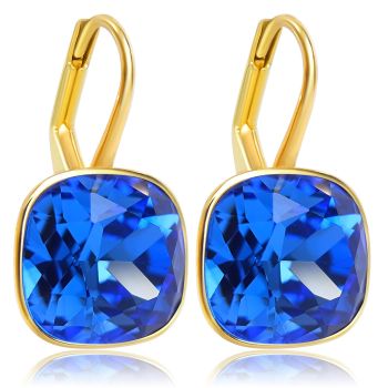 NOBEL SCHMUCK Ohrringe Gold Blau Kristalle 925 Silber Ohrhänger minimalistisch
