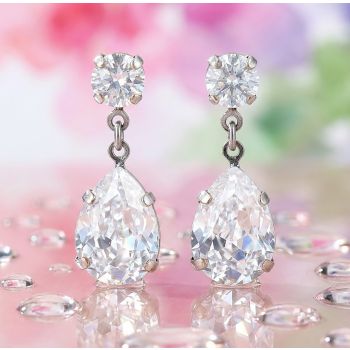 Silberohrringe Tropfen mit Swarovski Kristalle Crystal Damen Ohrhänger Silber NOBEL SCHMUCK