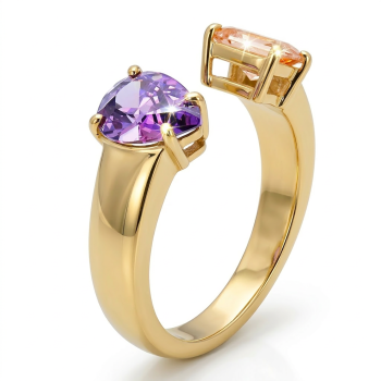 925 Ring Gold Cubic Zirconia echt Silber Farbe Tansanite und Topas verstellbar NOBEL SCHMUCK