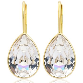 Goldene Tropfen-Ohrringe 925 Sterling Silber Ohrringe Gold Kristall Klappverschluss Ohrhänger NOBEL SCHMUCK 