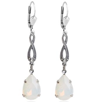 Jugendstil Ohrringe mit Markenkristallen Silber White Opal Ohrhänger NOBEL SCHMUCK