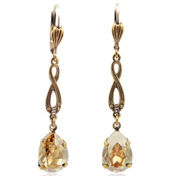 Jugendstil Ohrhänger mit Markenkristallen Gold NOBEL SCHMUCK