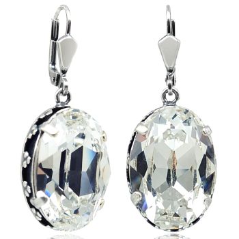 Jugendstil Ohrringe Silber Kristalle Vintage Ohrringe Klappverschluß NOBEL SCHMUCK
