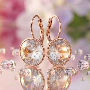 Ohrringe Rosegold Crystal Markenkristalle 925 Sterling Silber Klappverschluss Kristall-Ohrringe NOBEL SCHMUCK 