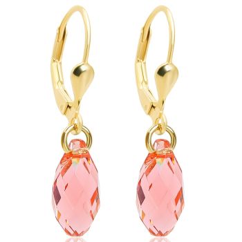 Ohrringe Gold 925 Sterling Silber Marken Kristalle aus Österreich Ohrhänger Gold Klappverschluß NOBEL SCHMUCK