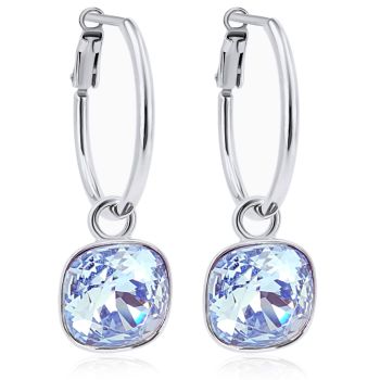 Silber-Creolen 925 Sterling Silver Anhänger Blau Markenkristalle Ohrringe NOBEL SCHMUCK