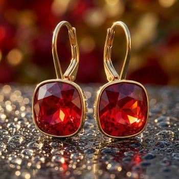 Ohrringe Gold Rot 925 Sterling Silber vergoldet Kristalle Damen Ohrhänger NOBEL SCHMUCK