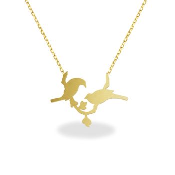 Halskette Vögel Kette und Anhänger 925 Sterling Silber oder Gold Pärchen NOBEL SCHMUCK