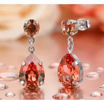 Ohrringe Silber Tropfen Marken-Kristall aus Österreich Padparadscha Koralle Damen Ohrringe Silber NOBEL SCHMUCK