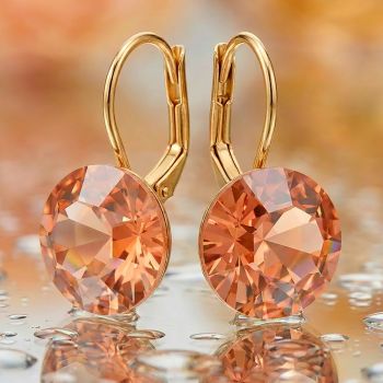Swarovski Kristall Ohrringe Apricot Damen Vergoldet Brisur von NOBEL SCHMUCK