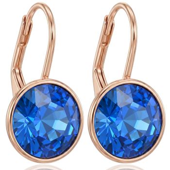 Ohrringe Rosegold Blau 925 Sterling Silber Markenkristalle Sapphire Klappverschluss NOBEL SCHMUCK 