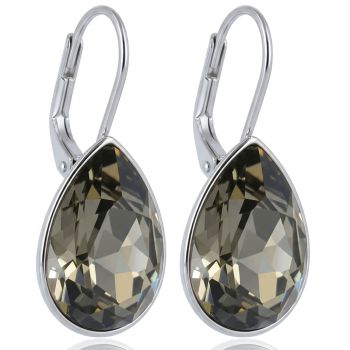 925 Ohrringe Grau Silber Kristalle Black Diamond Silberohrringe NOBEL SCHMUCK